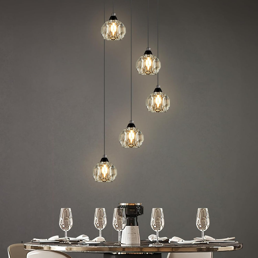 5-Light Black Modern Crystal Chandelier