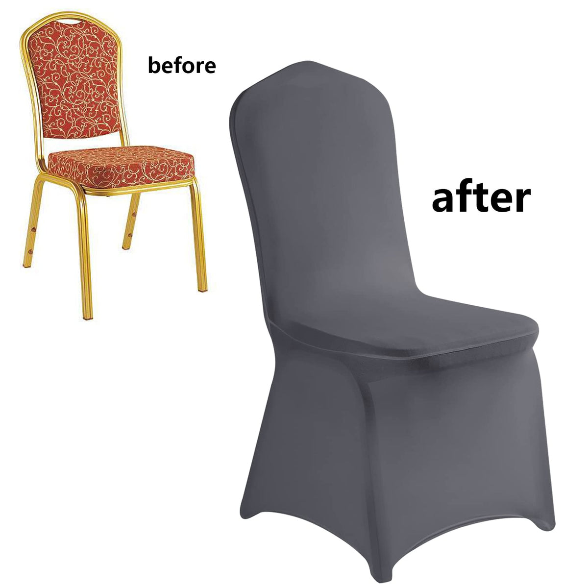 20pcs Spandex Chair Cover Stretch Slipcovers for Wedding Party, Dining Banquet Chair Decoration Covers (Gray, 20)
