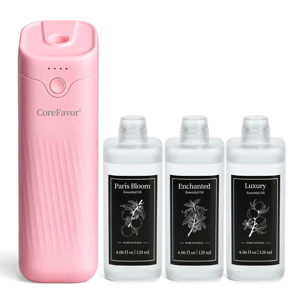 Waterless Essential Oil Diffuser with 3x120ml Oil (Pink)