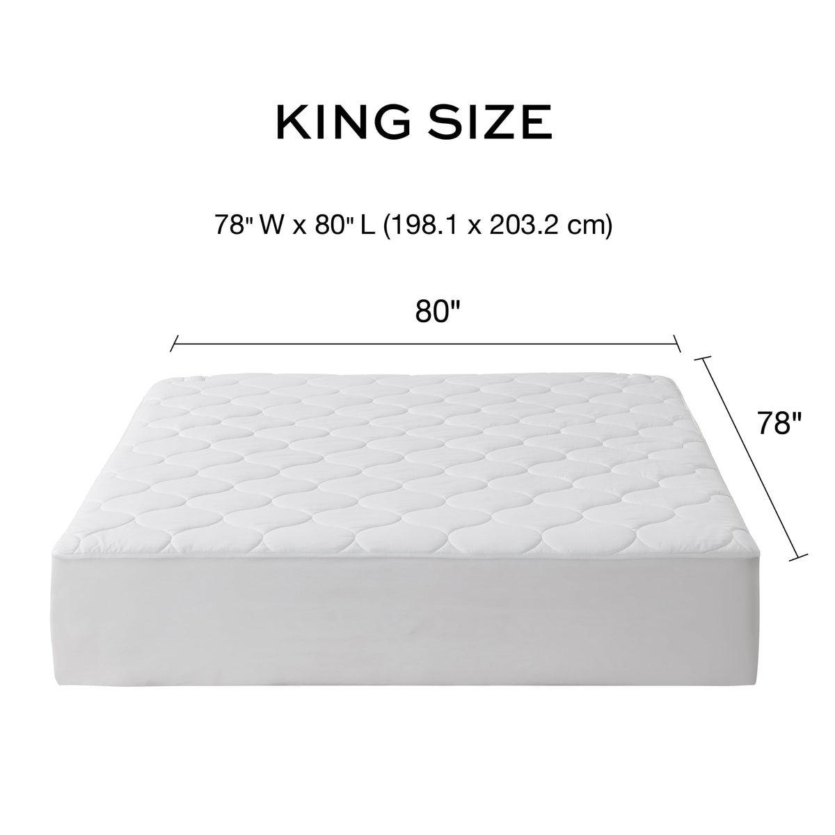 Cotton Heated Mattress Pad - King Size - 10 Heat Settings, Auto Shut-Off, Machine Washable, Soft Quilted Cover - White
