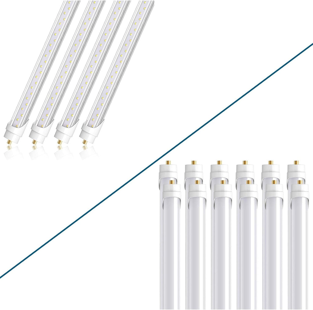 8FT LED Bulbs 44W 6500K Clear & Frost 12 Packs Bundles: T8 T10 T12 LED Tube Lights & 4500LM 6500K