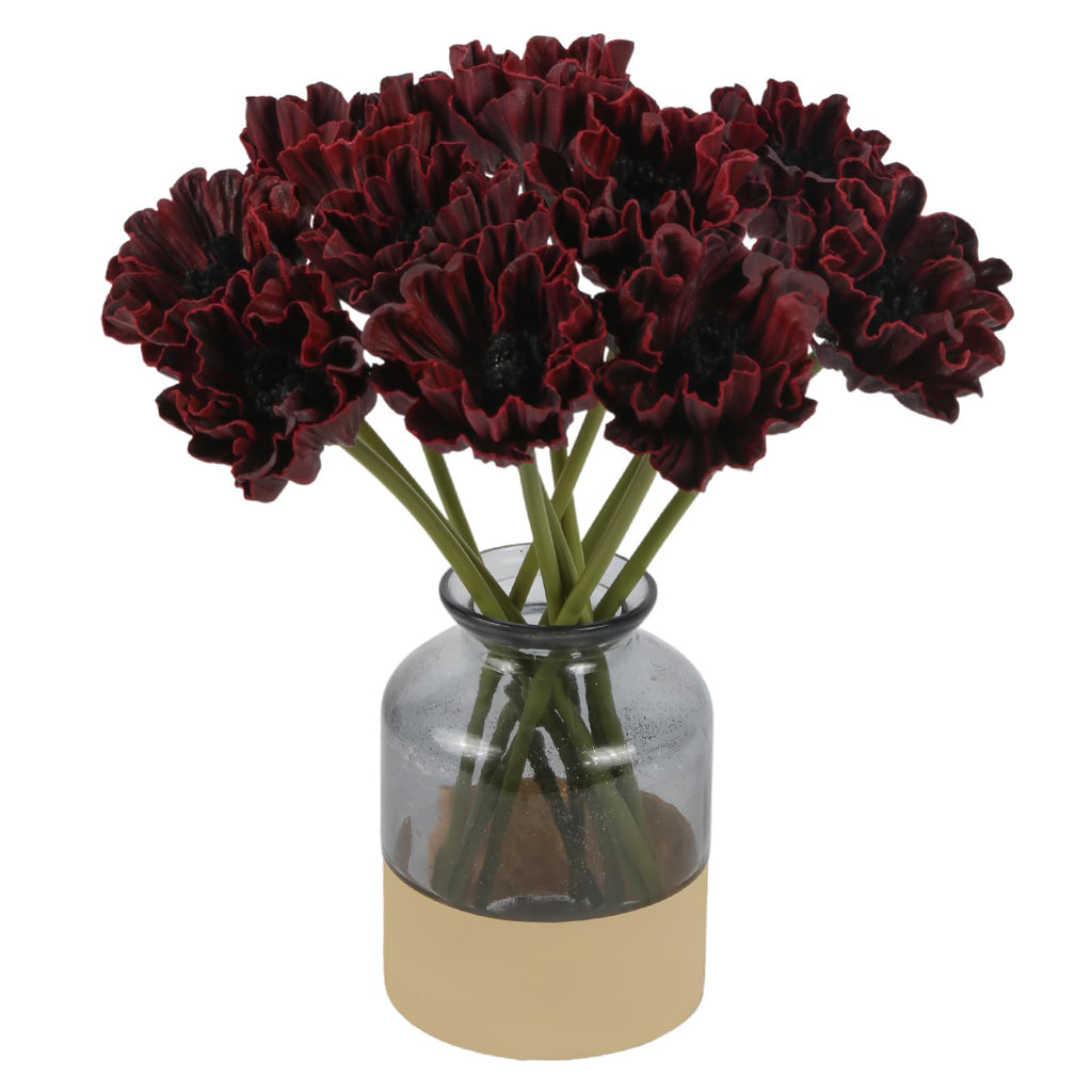 Burgundy Artificial Poppies 10PCS Real Touch Fake Poppies 13" Realistic Maroon Flowres for Veterans Day Floral