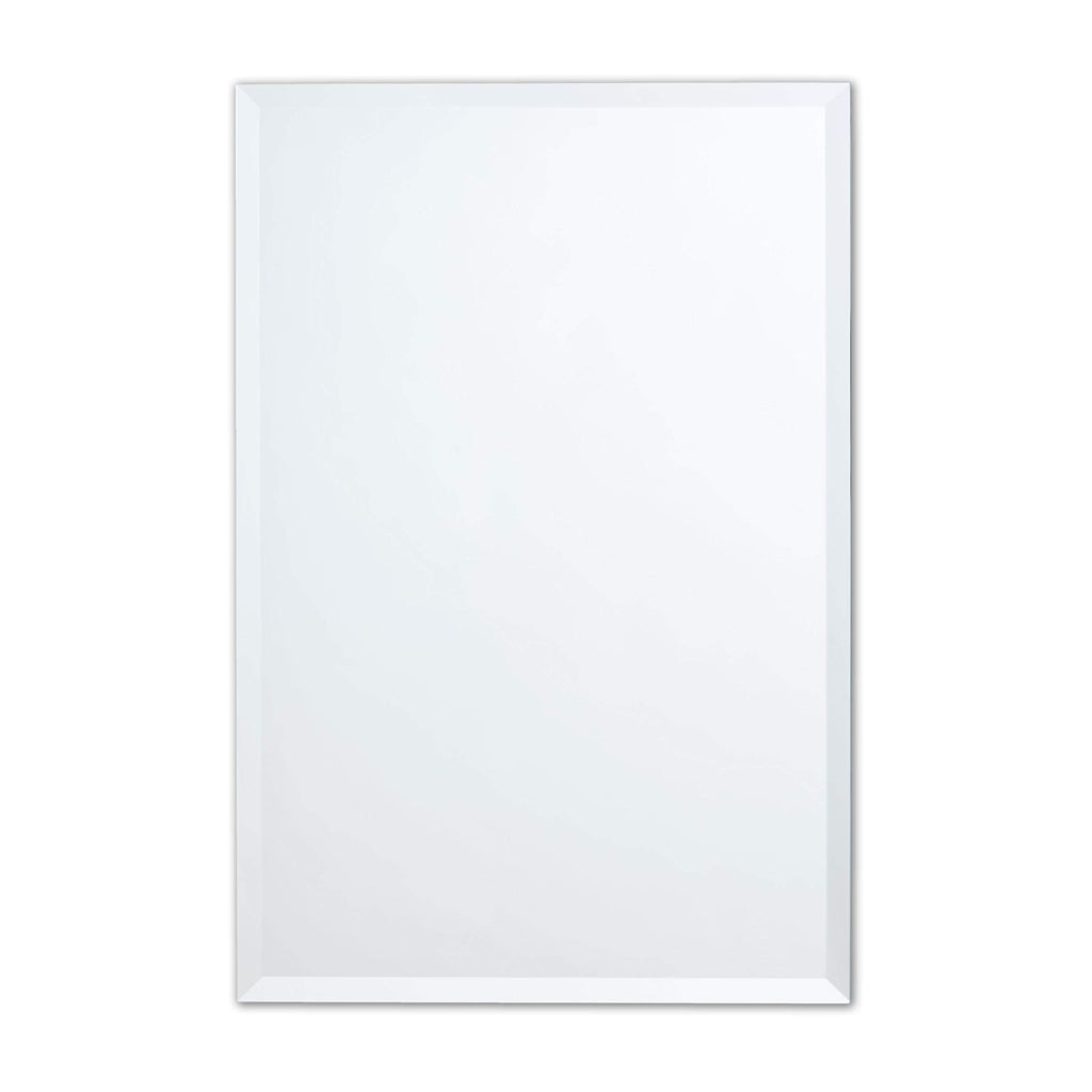 Frameless Rectangle Mirror, 22.5" x 34.5" Bathroom Wall Mirror w/Beveled Edge