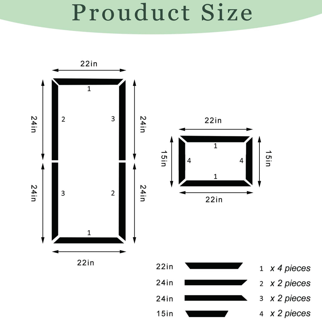Peel and Stick Door Moulding Kit,1 Set Pre-Cut Frame Molding Trim,22x15in