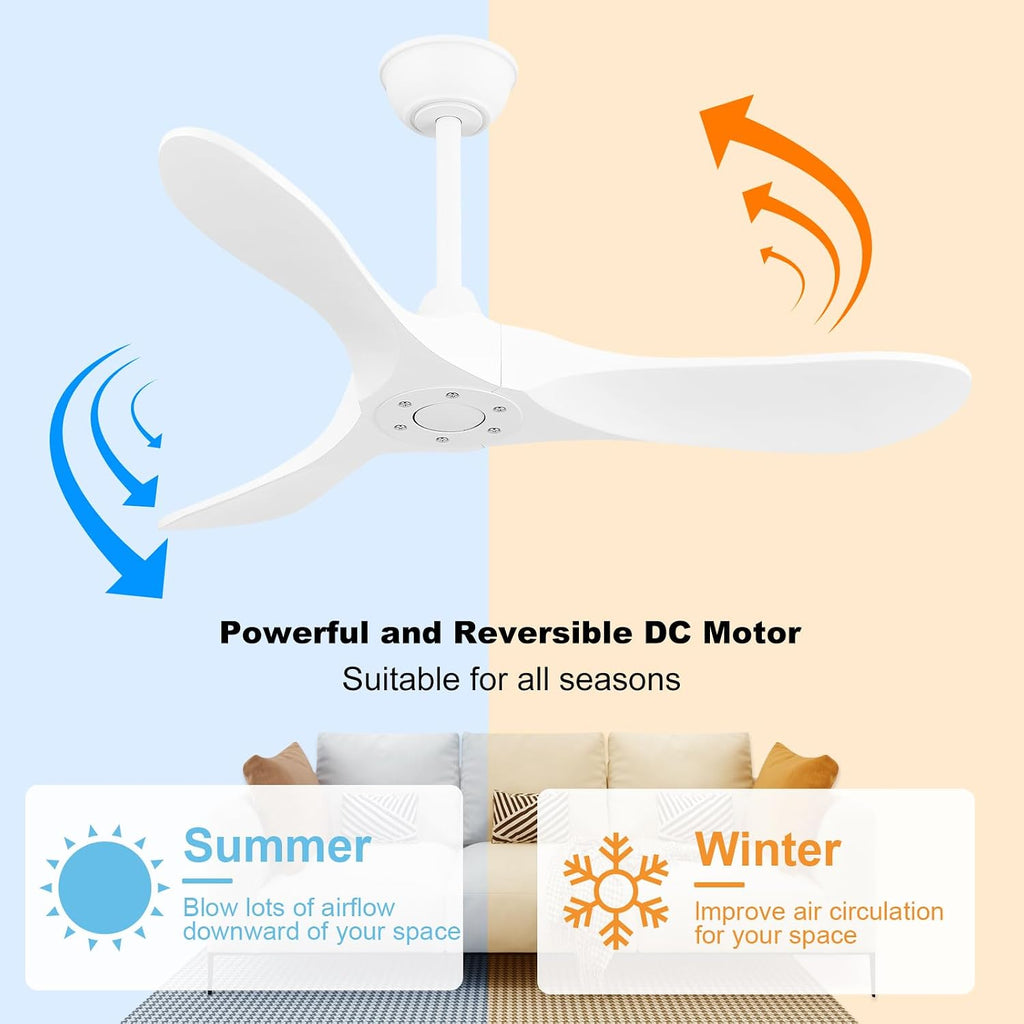 42" White Indoor/Outdoor Ceiling Fan with Remote, No Light