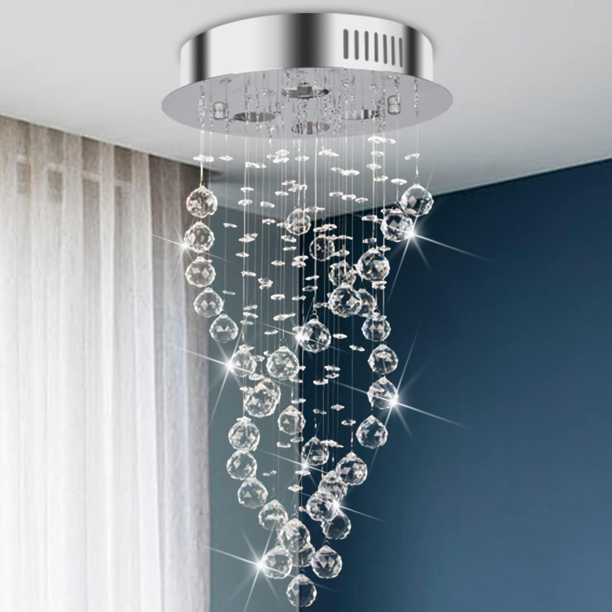Modern Spiral Crystal Ceiling Light Fixture for Bedrooms and Dining Rooms