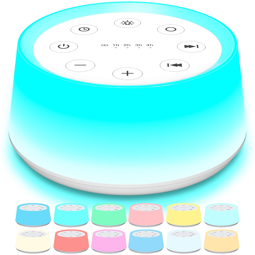 White Noise Machine with 30 Sounds Sleep Music 5 Timers 12 Colors Baby Night Light with Memory Function Sound Machine for