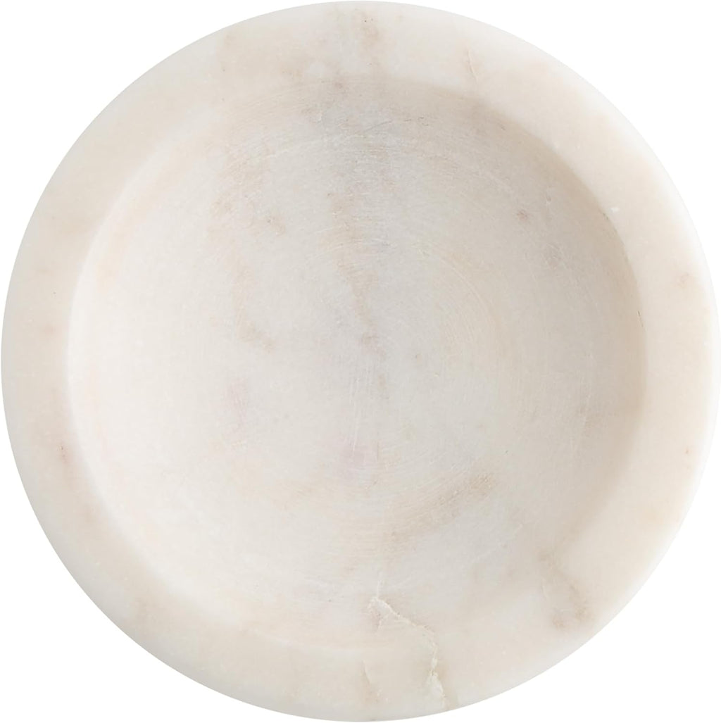 Natural Marble Trinket Dish - 4 inch Decorative Tray for Jewelry, Keys, Coins | Multi-Use Holder Ring Dish | Bathroom