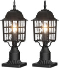 Outdoor Post Light 2-Pack, Exterior Lamp Post Light Fixture with Pier Mount Base, Exterior Pole Lantern Light