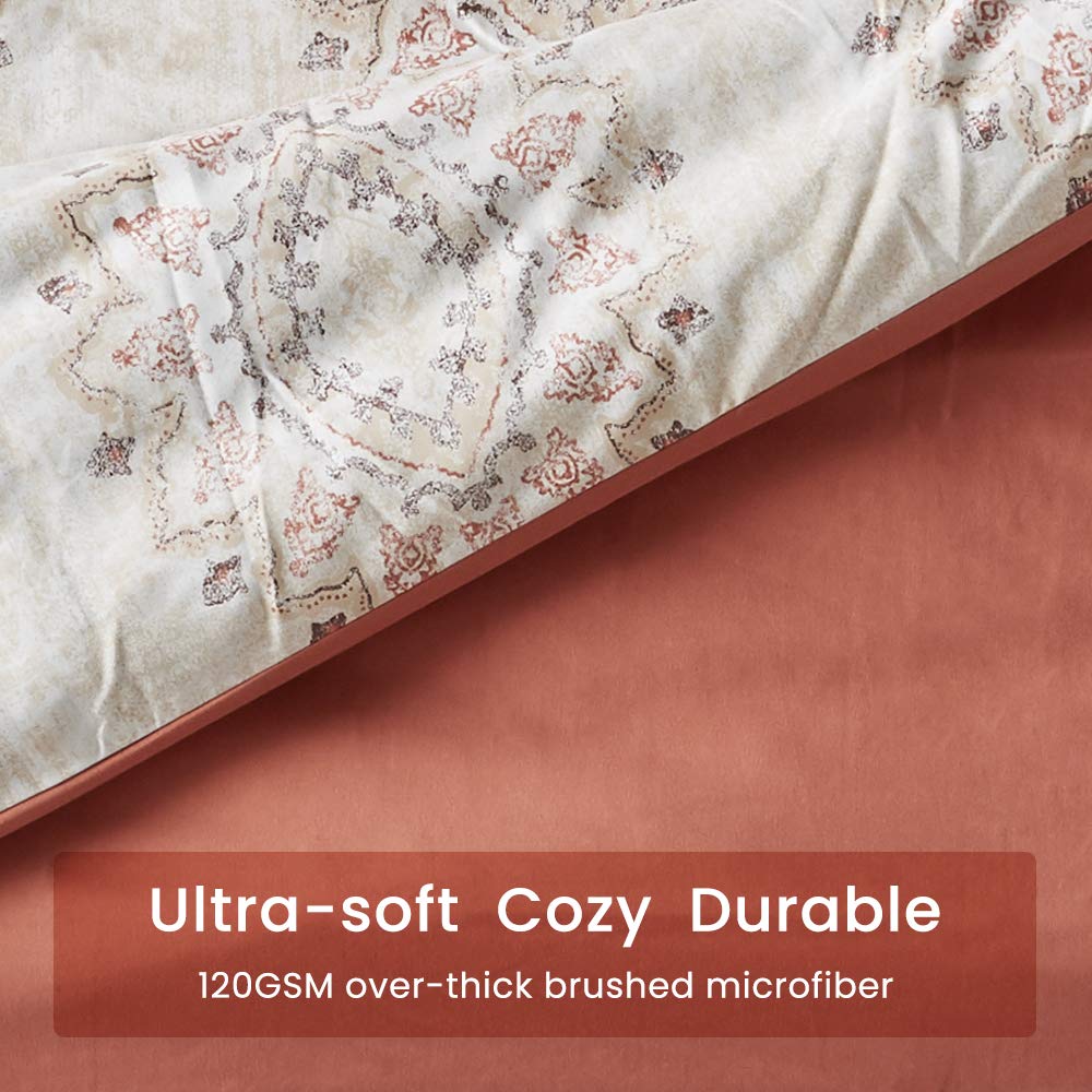 Bedding Duvet Cover Sets Printed Damask Pattern 120gsm Ultra Soft Zipper Closure Corner TiesDamask Beige, (104 X
