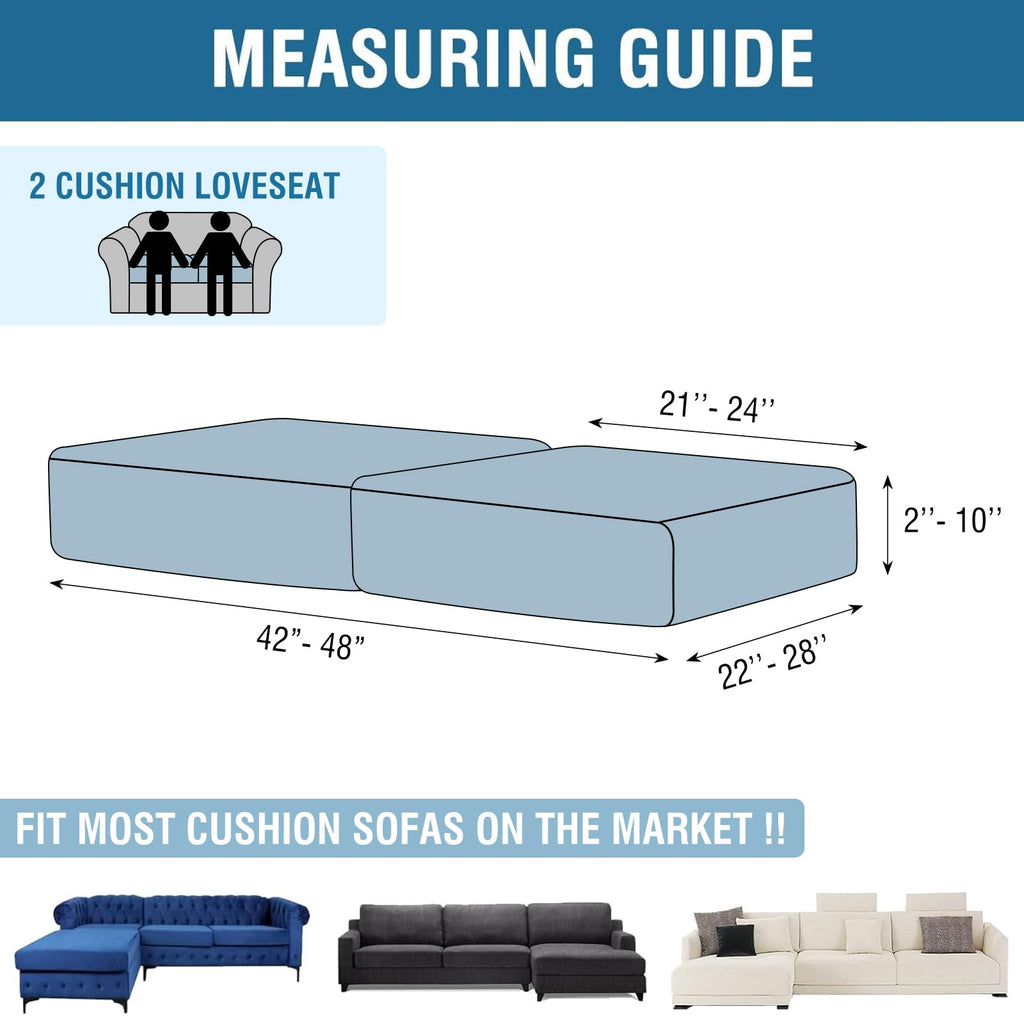 Couch Cover Velvet Chaise Cushion Cover for Sectional Sofas - Elastic L-Shaped Sofa Seat Covers Washable, Slipcover