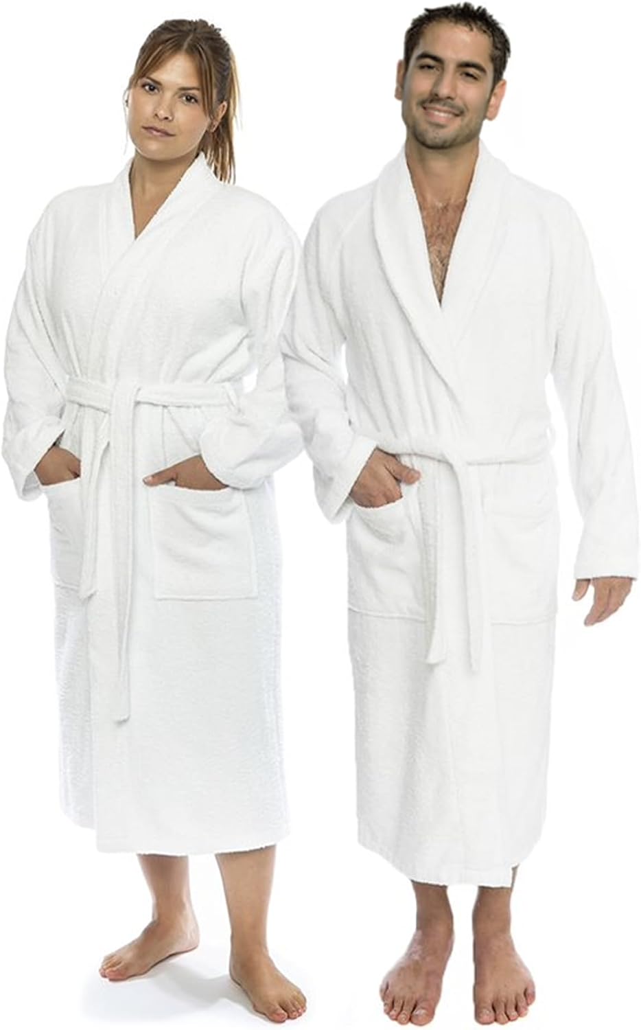CTT Premium 100% Turkish Cotton Terry Cloth Bath Robe for Women & Men, Soft & Plush Long Unisex Robe
