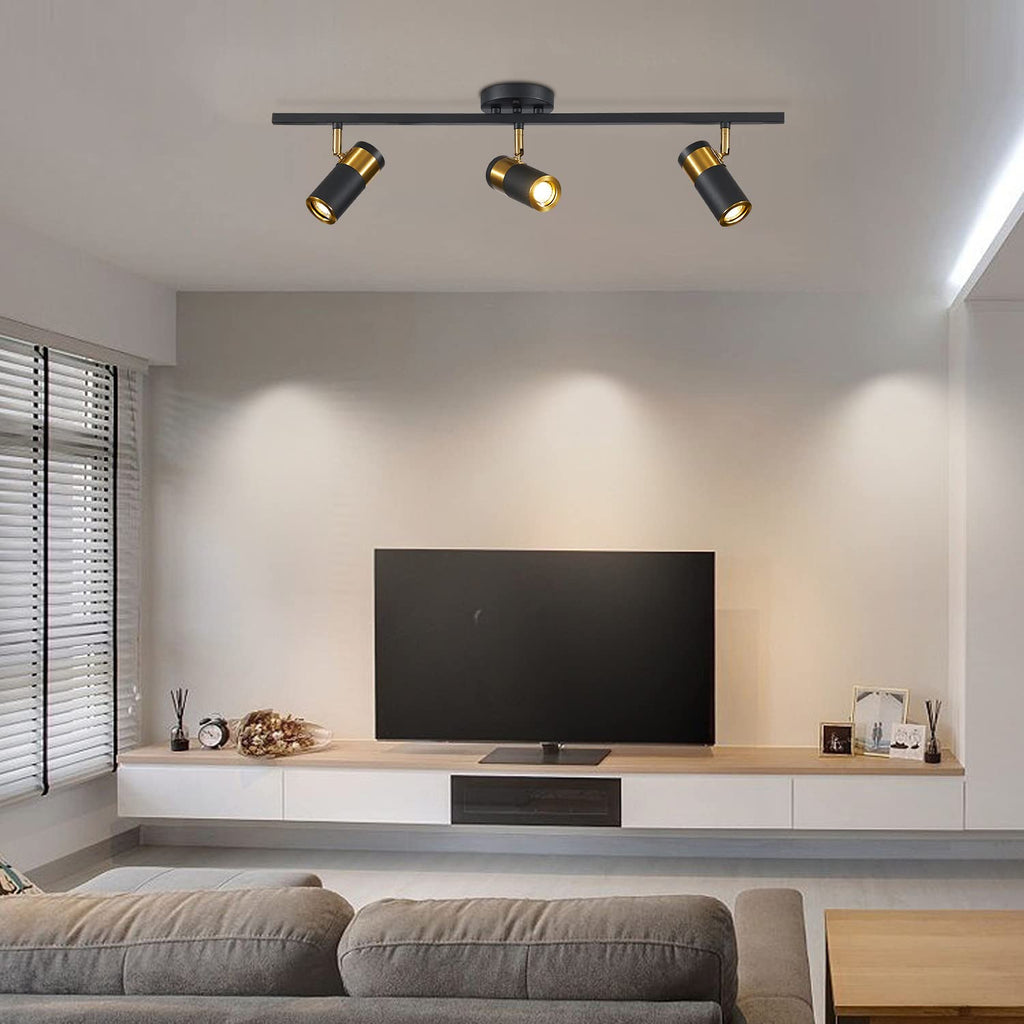 LED Track Lighting, Black and Gold GU10 Ceiling Spotlight