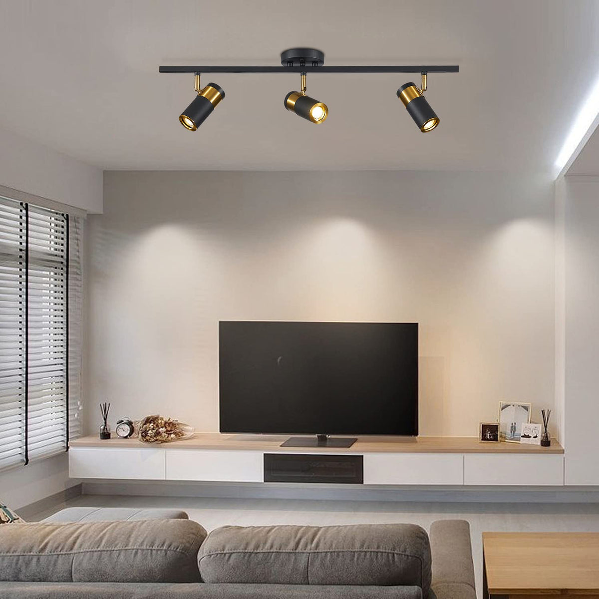 LED Track Lighting, Black and Gold GU10 Ceiling Spotlight