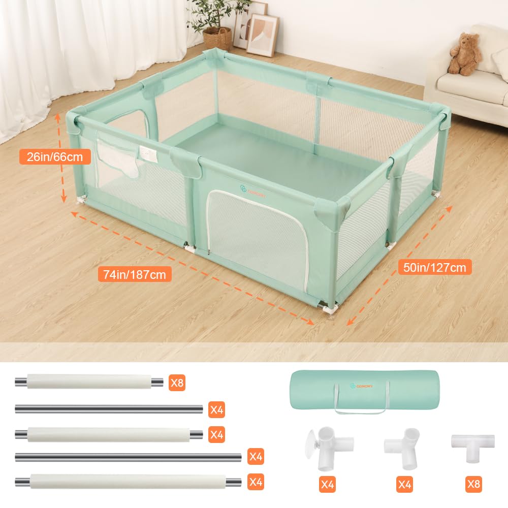 Playpens for Babies and Toddlers, 74"x50" Playard Extra Large