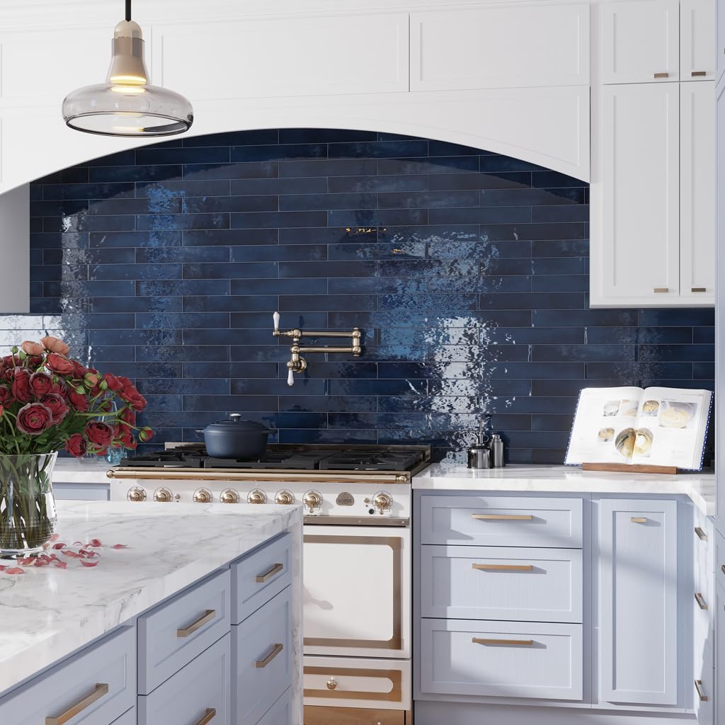 Subway Ceramic Tile Navy Blue 2.56x15.75 Glossy 10.76 sq ft/case 38-Pack