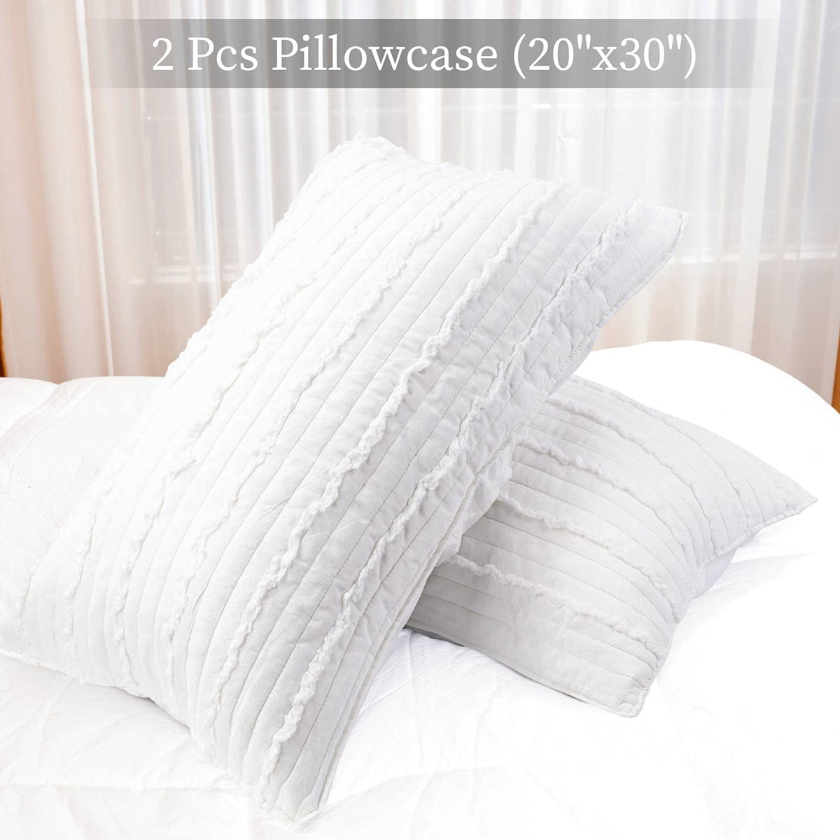 Standard Size Pillow Shams Set of 2, Ultra Soft Breathable 20 x 26 Inches Pillow Case Envelope Closure, Microfiber