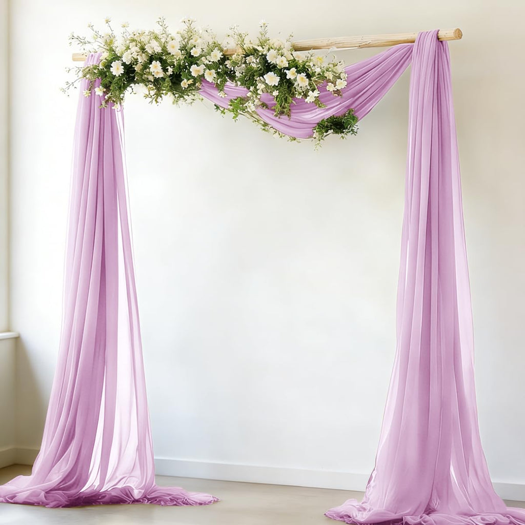 Lilac Purple Wedding Arch Draping Fabric 2 Panels 29" x 20Ft Sheer Wedding Arch Backdrop Drapes Outdoor Curtains for