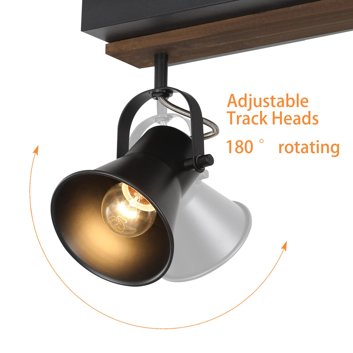 Track Light Fixtures, Adjustable Ceiling/Wall Mount, Industrial Black Kitchen Track Lighting