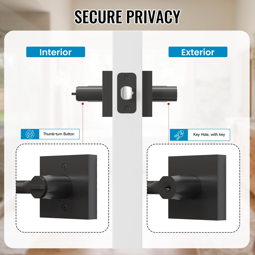 3 Pack Entry Door Handles with Lock and Key,Exterior Lock Set