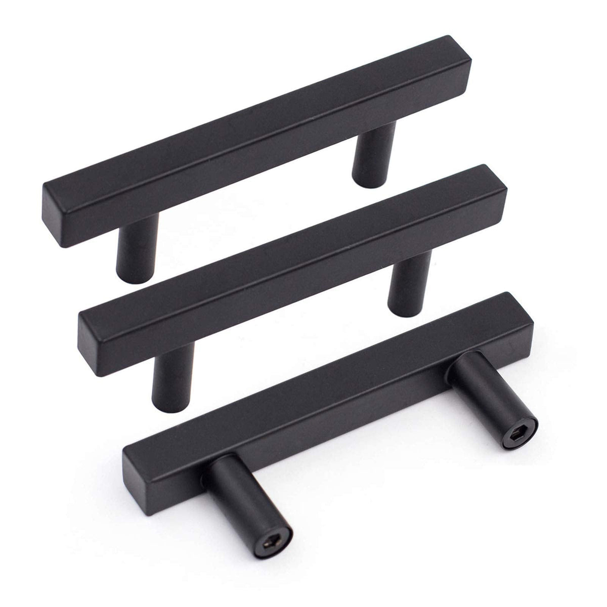 5 Pack 2-1/2 Inch Black Cabinet Handles Kitchen Drawer Pulls