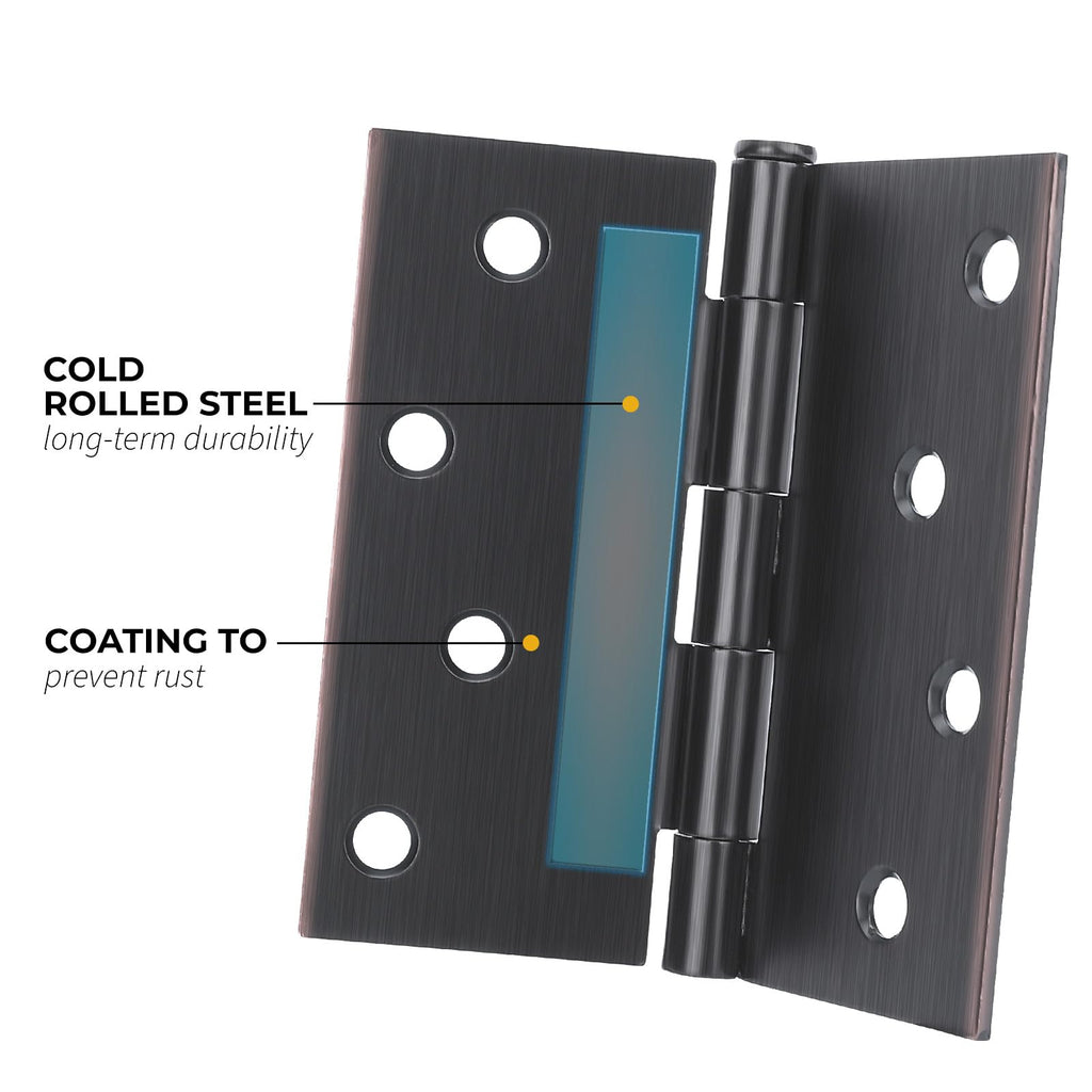 12 Pack Interior and Exterior Door Hinges, Oil Rubbed Bronze Door Hinges 4 inch x 4 inch with Square Corners
