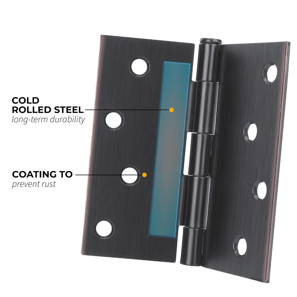 12 Pack Interior and Exterior Door Hinges, Oil Rubbed Bronze Door Hinges 4 inch x 4 inch with Square Corners