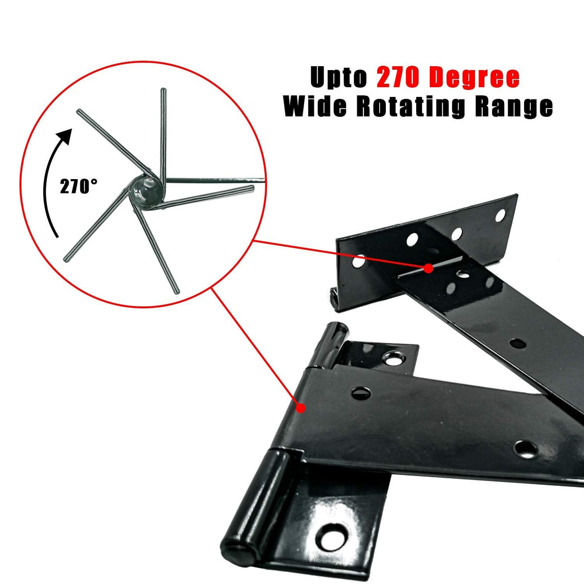 Heavy Duty T Hinge Tee T Strap Shed Gate Barn Fence Door Hinge Wrought Rustproof All Size Black (4 pcs, 12 inch)