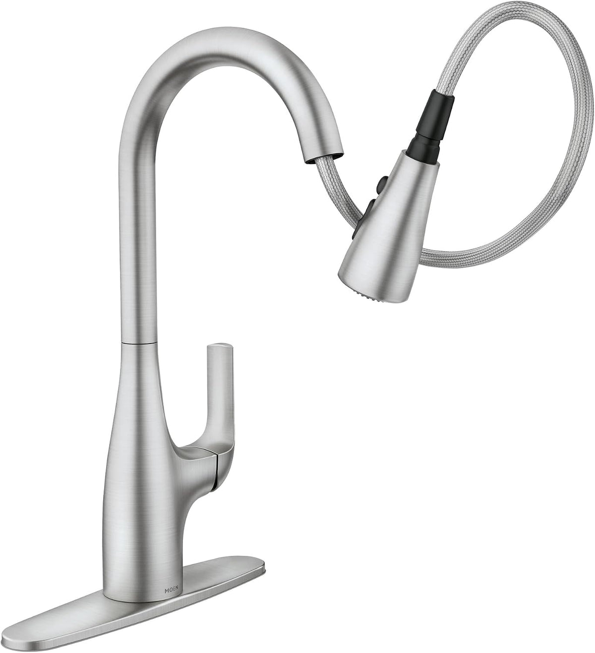 Leesi Stainless Pulldown Kitchen Sink Faucet with Power Boost, Transitional Kitchen Faucet, One-Handle Single Hole
