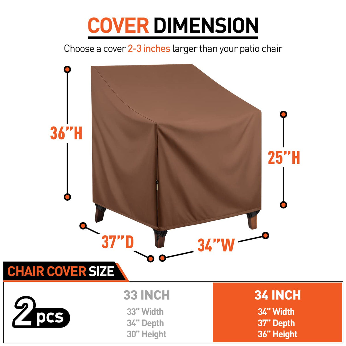 Waterproof, Heavy Duty Outdoor Lounge Chair Covers, Patio Furniture Covers for Lawn Garden Swivel Rocking Chairs