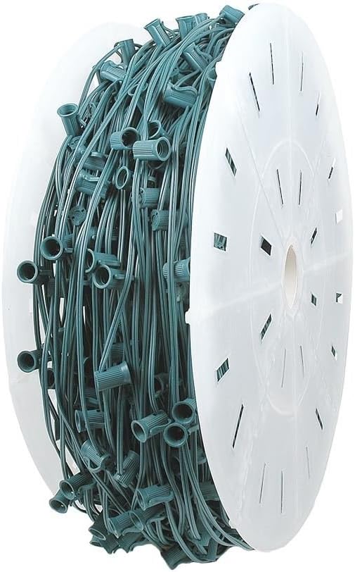 1,000 Feet C9 E17 Socketed Light Spool, Green Wire Reel