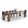 Easy, Extendable Console Table with Extension Leaves Holder, 17.7(120.1) x35.4 in, Walnut, for 4-12 People, Space