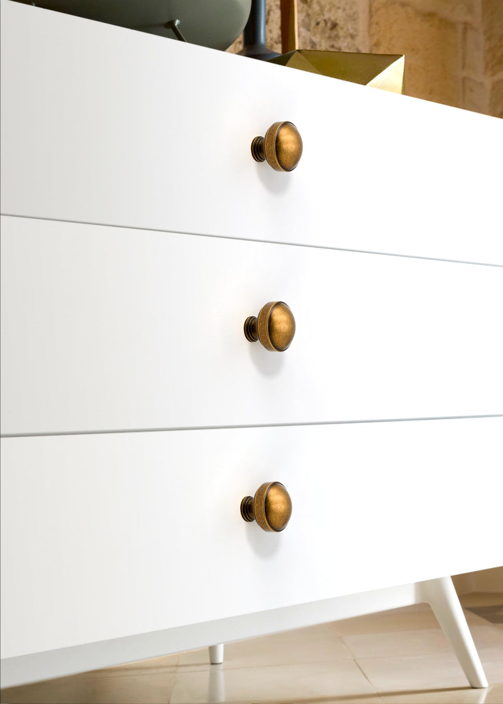 10 Pack Antique Brass Cabinet Knobs 1-1/5 Inch(30mm) Single Hole Cabinet Pulls Round Kitchen Cabinet Knobs