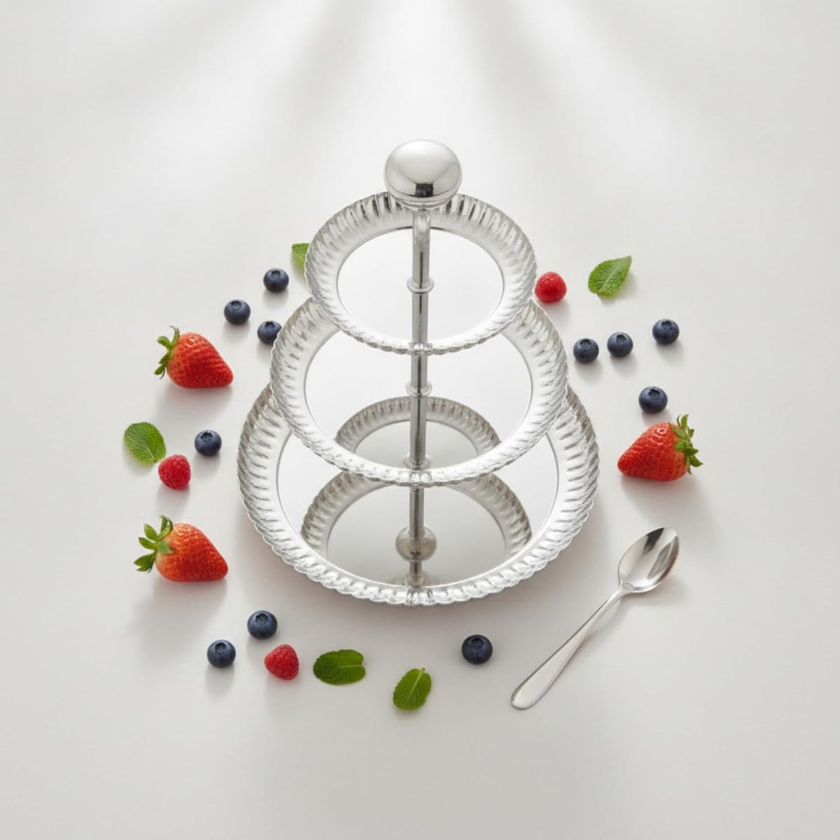 3 Tier Serving Tray Decorative Round Cupcake Stand Space Saving Appetizer Rack for Party Hosts, Home Entertaining