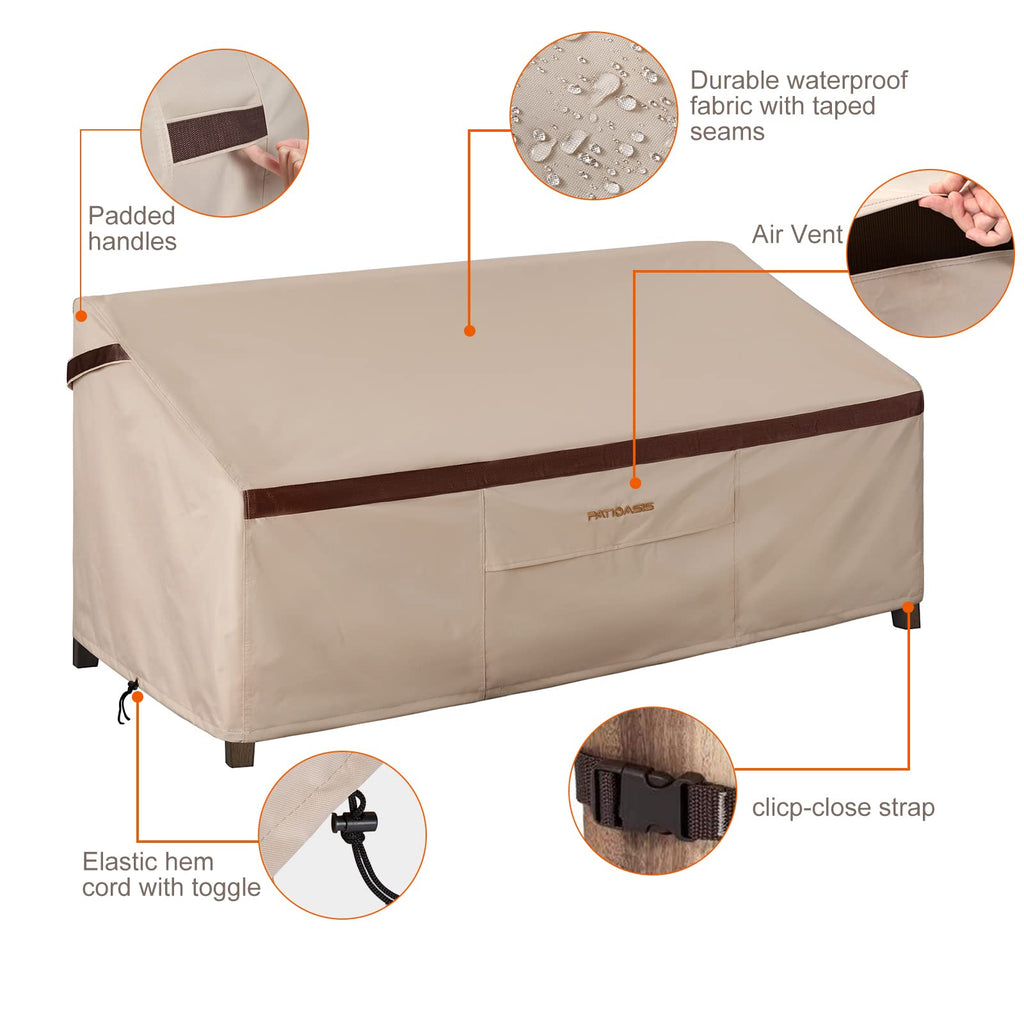 Patio Loveseat Covers Outdoor Furniture Waterproof Garden Deep Sofa Cover 62inch x 38inch x 35inch (L x W x H) Lawn