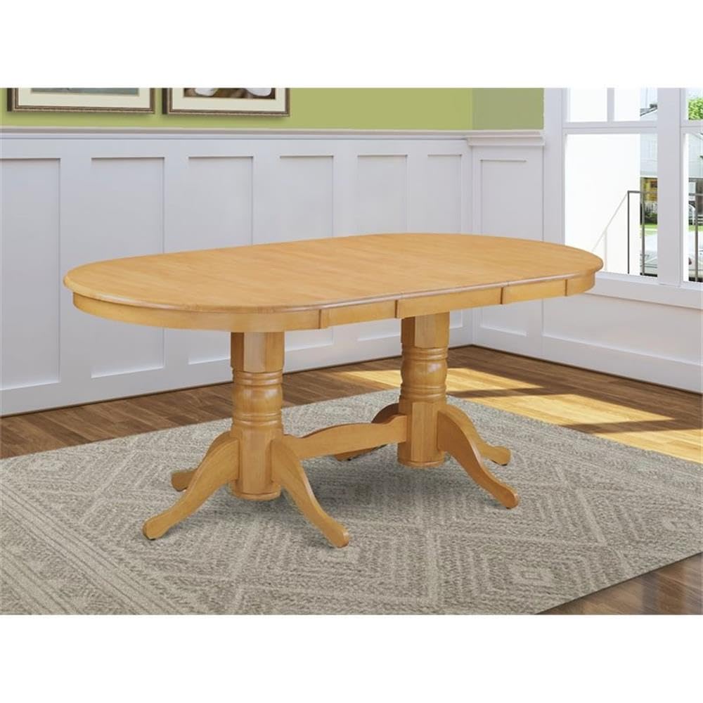 Inspired Saarinen Style West Furniture VAT-OAK-TP Vancouver Modern Kitchen Table - an Oval Dining Table Top with Butterfly Leaf & Double