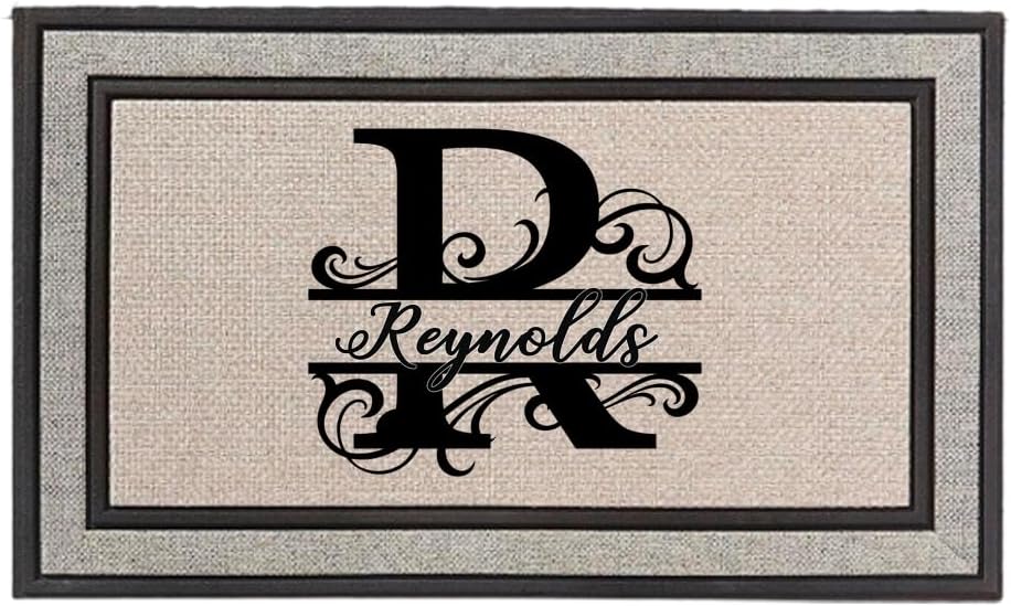 Personalized Monogram Doormat with Family Name, Custom Welcome Doormat, Wedding Gift, First Home, Housewarming, Gray