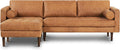 Napa 104.5" Left-Facing Sectional Sofa - Cognac Tan Full-Grain Pure-Aniline Italian Leather, Feather-Down Cushions