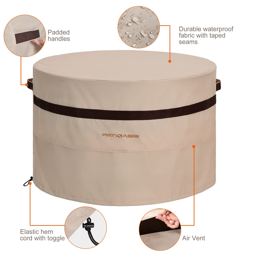 40 Inch Round Fire Pit Cover, Heavy Duty Waterproof 600D Outdoor Cover for Fire Bowl & Patio Table, 24 Inch High