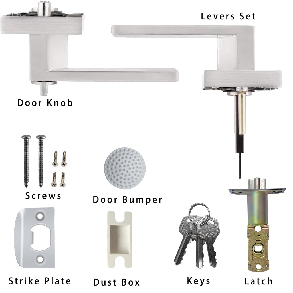 2 Pack Door Handle Heavy Duty, Keyed Alike Entry Door Lever