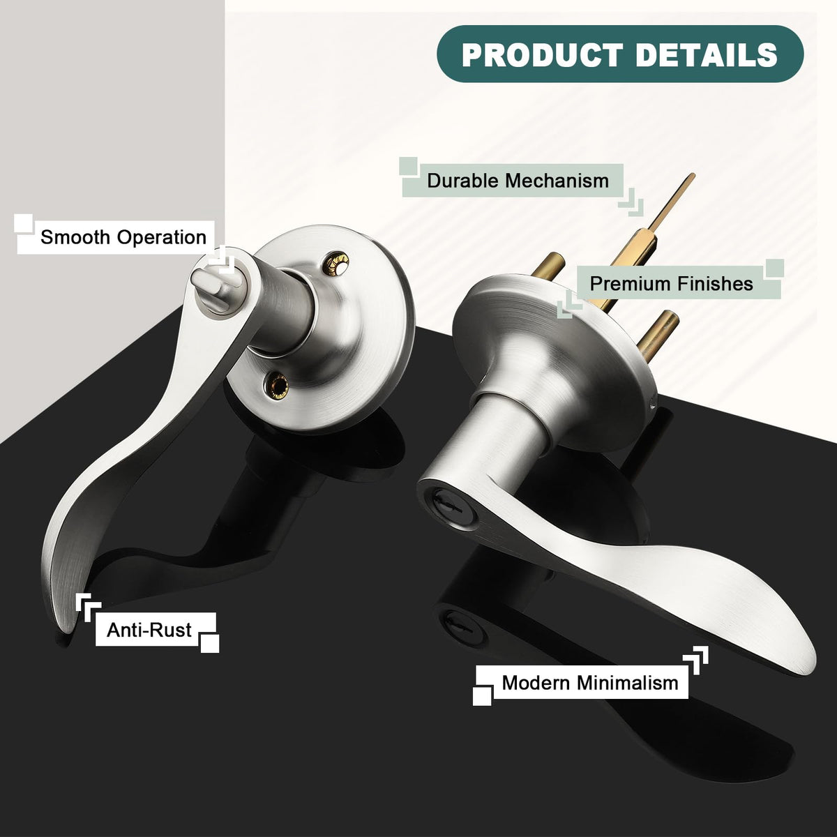 Entry Door Handles with Lock and Keys, Brushed Nickel Keyed Entry Door Lock Sets for Exterior & Interior Doors