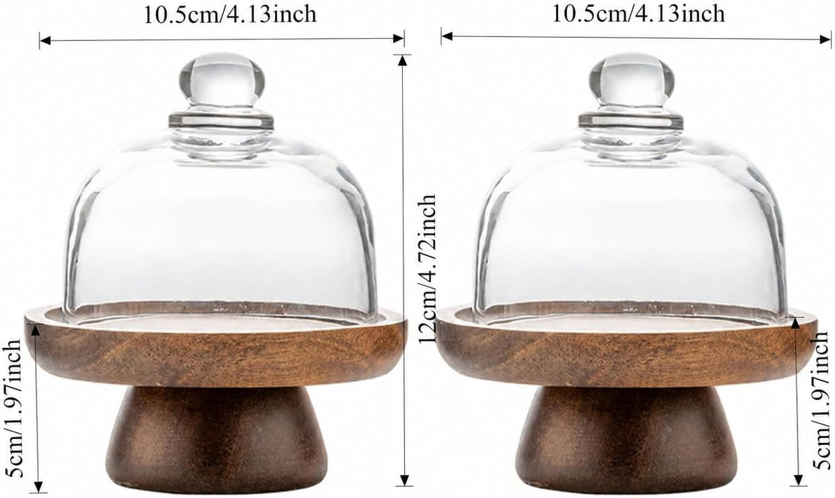 2 sets 4.1 inch of mini glass dessert cups, equipped with high-foot bases; small glass cake stand; transparent - Set of 4