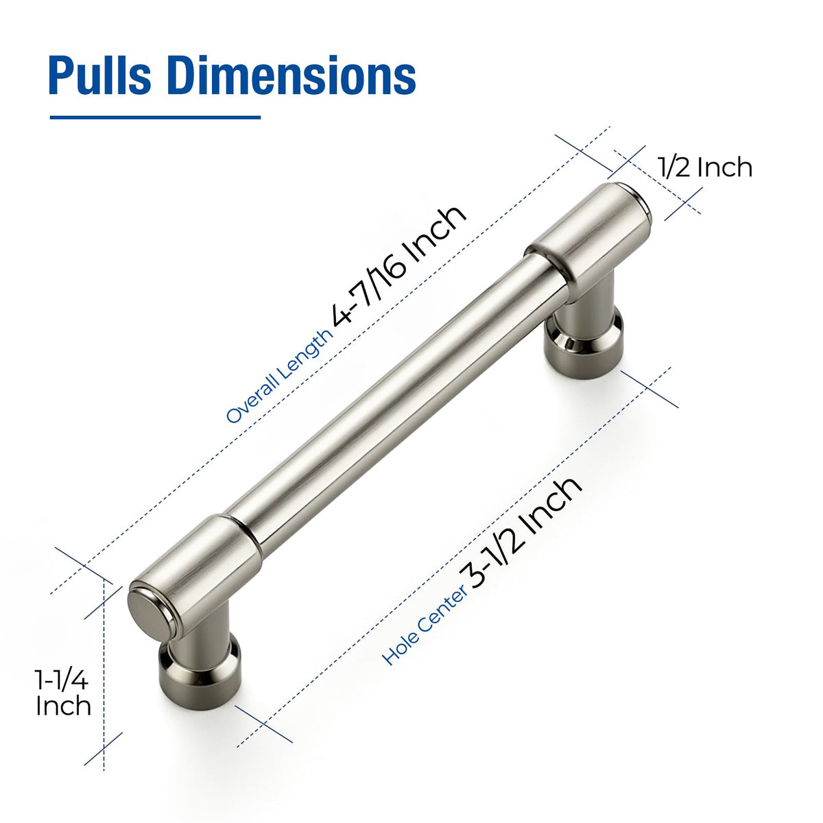 Brushed Nickel Cabinet Handles Modern Pulls,3-1/2 Inch,5 Pack
