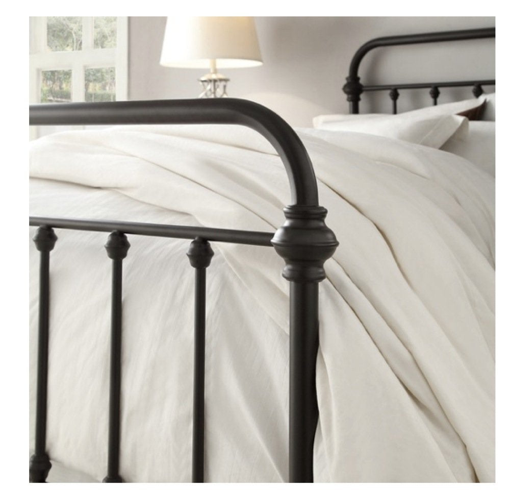 Wrought Iron Bed Frame Dark Bronze Metal Queen Size USA Vintage Look Shabby Chic French Country (Queen)