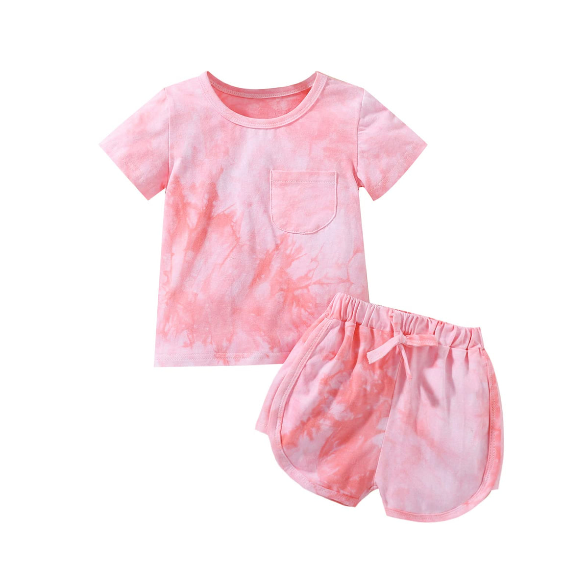 Toddler Baby Girl Summer Outfits Tie dye Short Sleeve T-Shirt and Shorts 2Pcs Clothes Set for Girls
