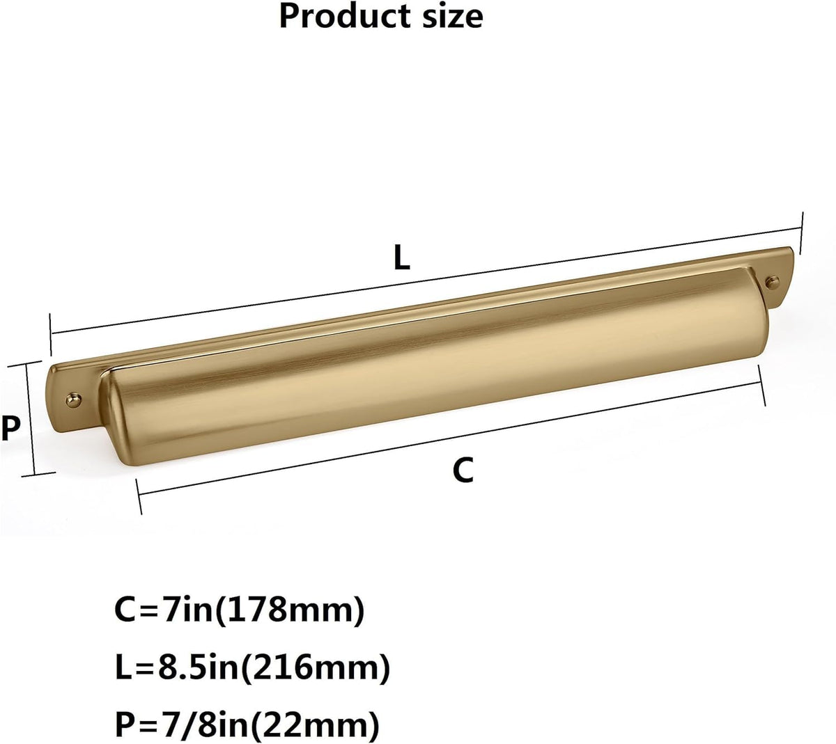 10 Pack 7" Drawer Pulls Brushed Brass Cabinet Cup Pulls Kitchen Hardware Brushed Gold Cabinet Handles Drawer Handles