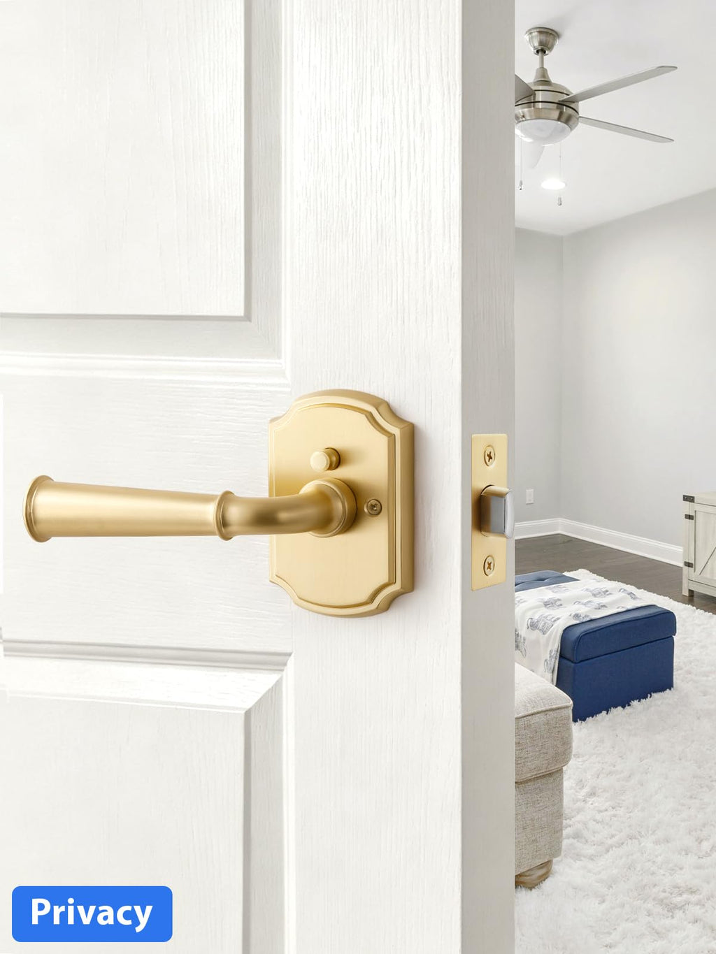 Door Handle Brushed Gold Privacy Door Lever, 1 Pack