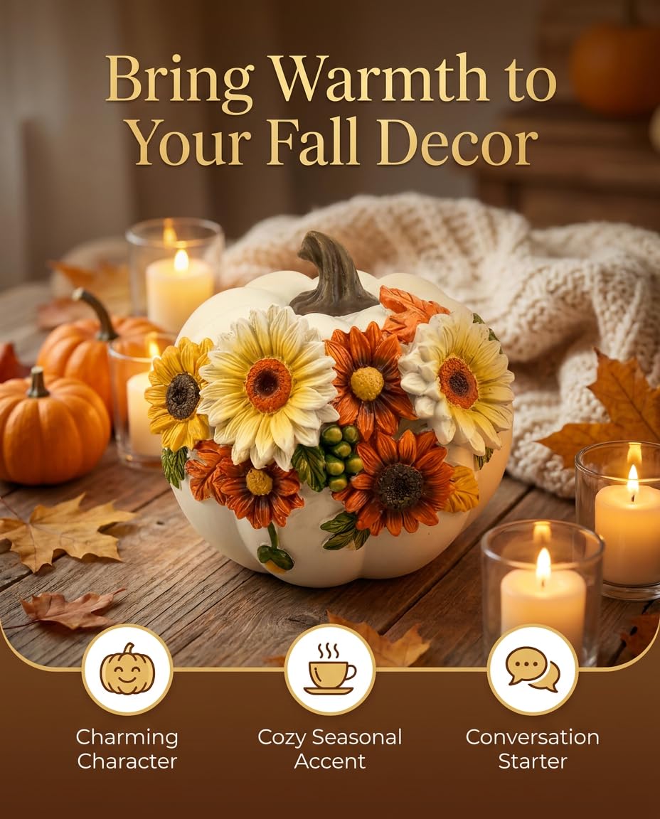 Fall Decorations Floral Pumpkin Figurine Harvest Tabletop Decor