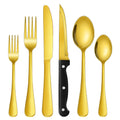 24-Piece Gold Silverware Set with Steak Knives Stainless Steel Flatware Set for 4 Food Grade Tableware Cutlery Set