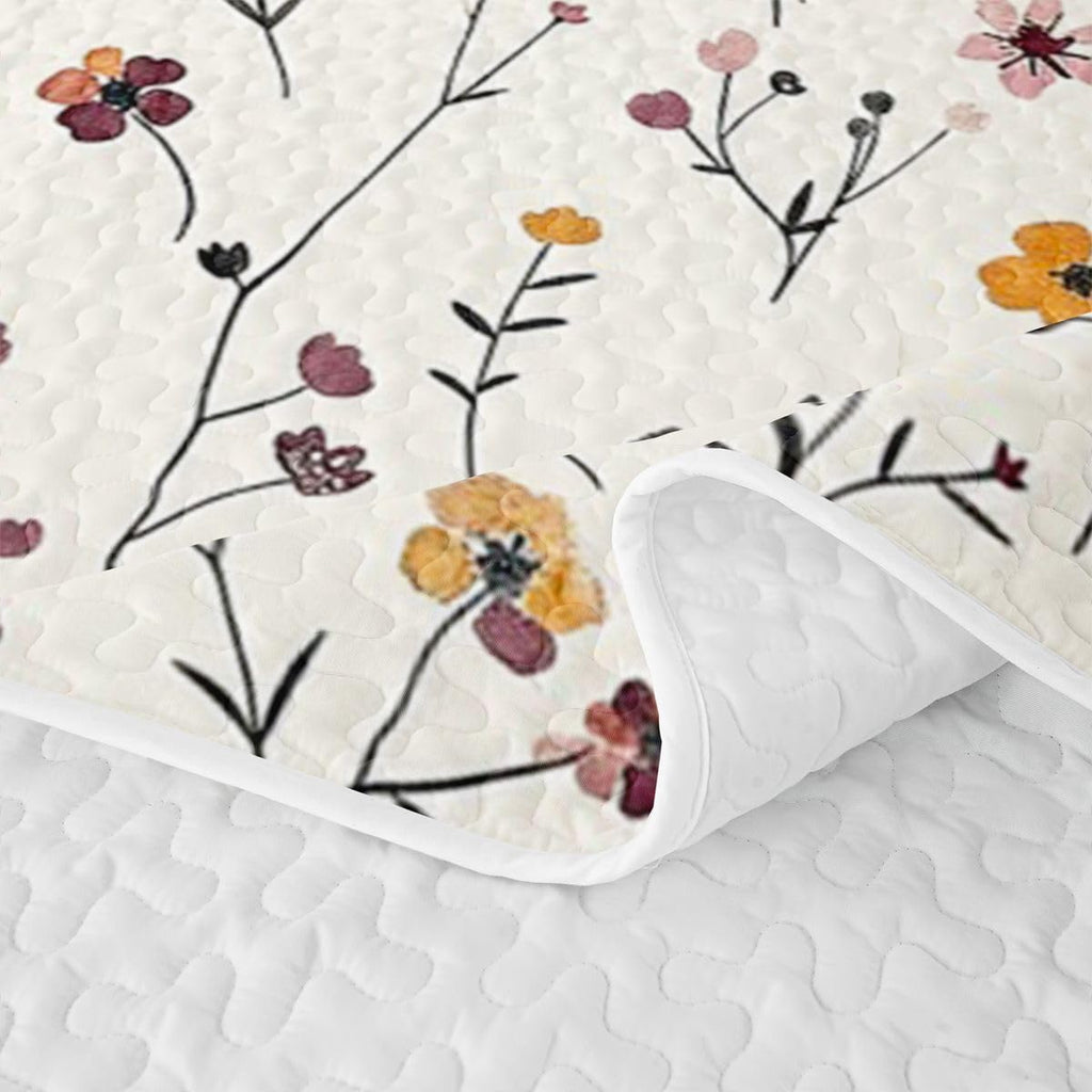 Spring Floral Quilt Set Wildflower Spring Summer Quilt Bedding Modern Minimalist Bedspread Coverlet Rustic